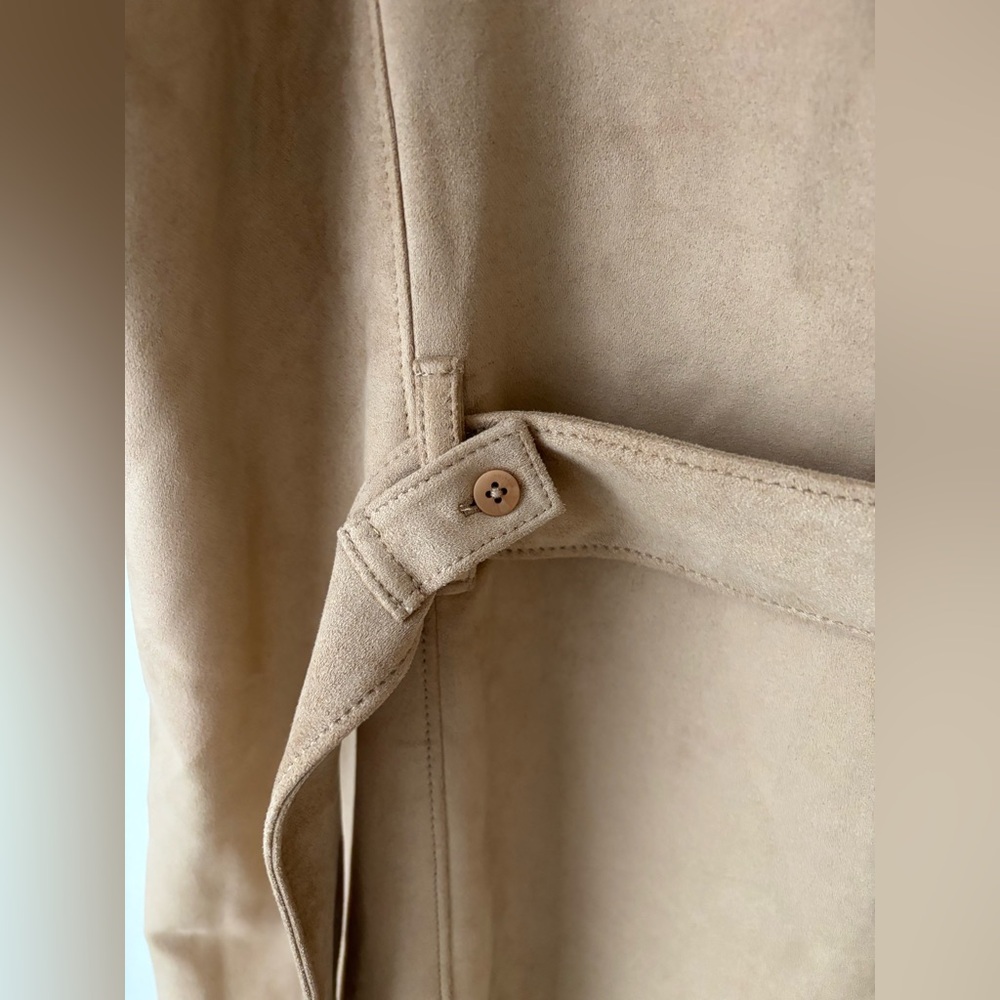 Babaton Malley Vest Camel Faux Suede Belted Sleeveless Trench Jacket Size L - Picture 6 of 9